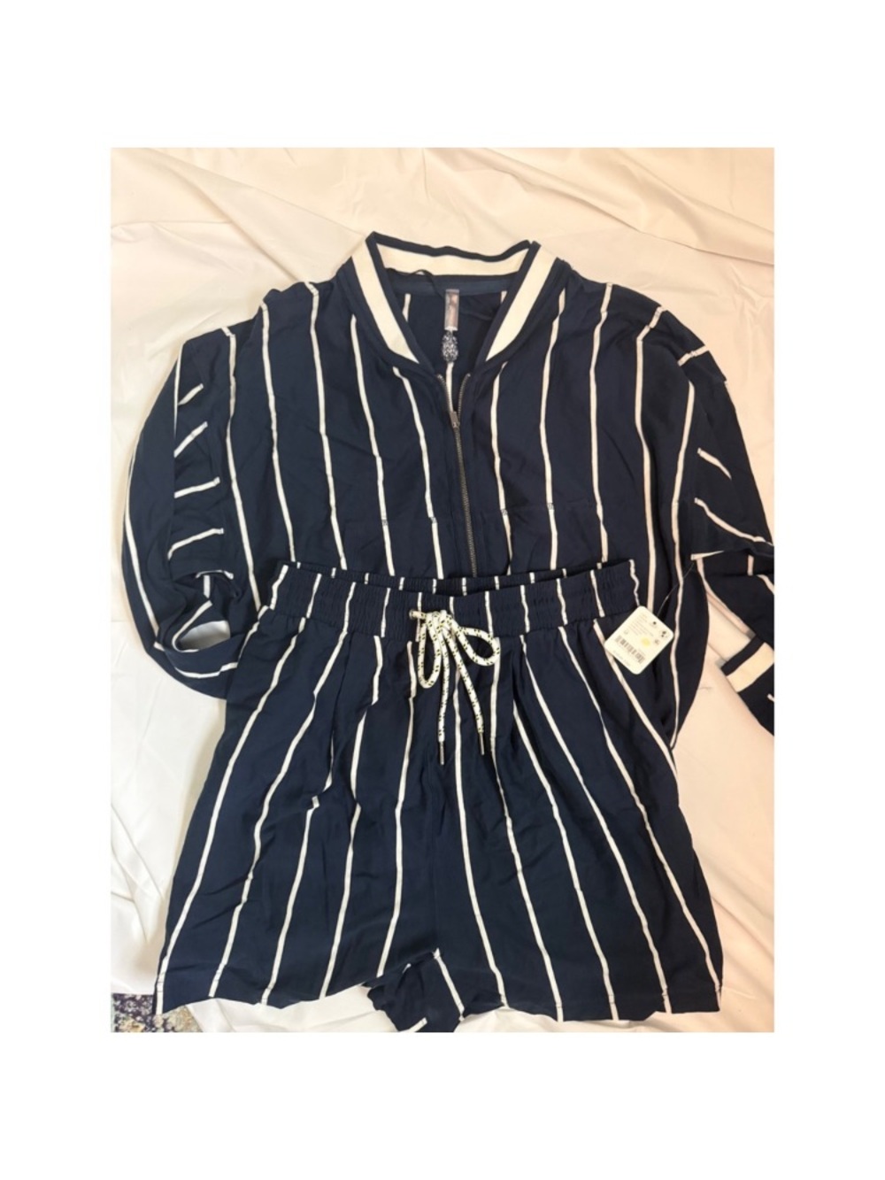 Navy & White Striped Two-Piece Romper Set